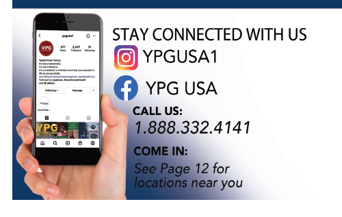 stay connected with us. Instagram: YPGUSA1 Facebook: YPG USA Call us: 1-888-332-4141