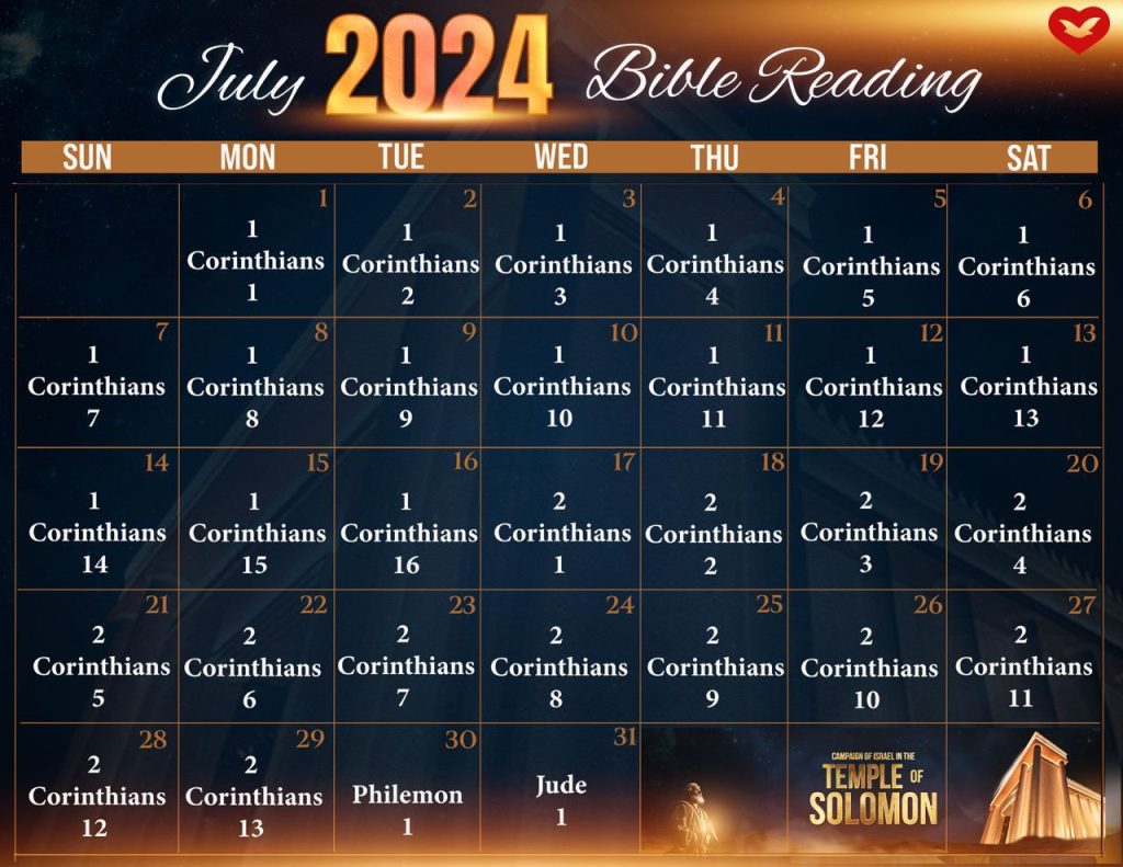 July 2024 Bible Reading: 1 Corinthians, one chapter a day