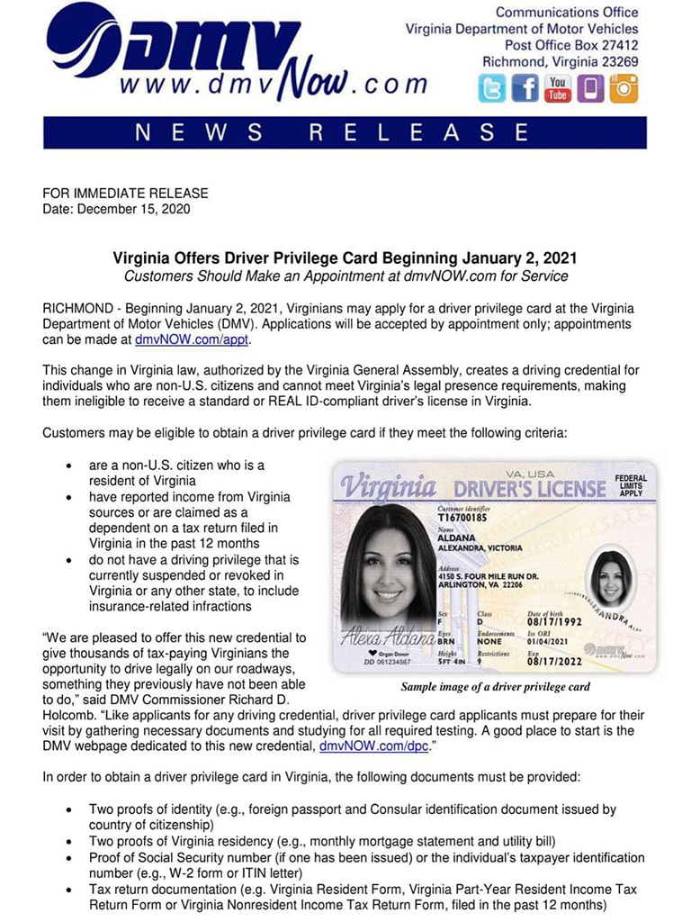 Virginia permite carteira de motorista para imigrantes indocumentados